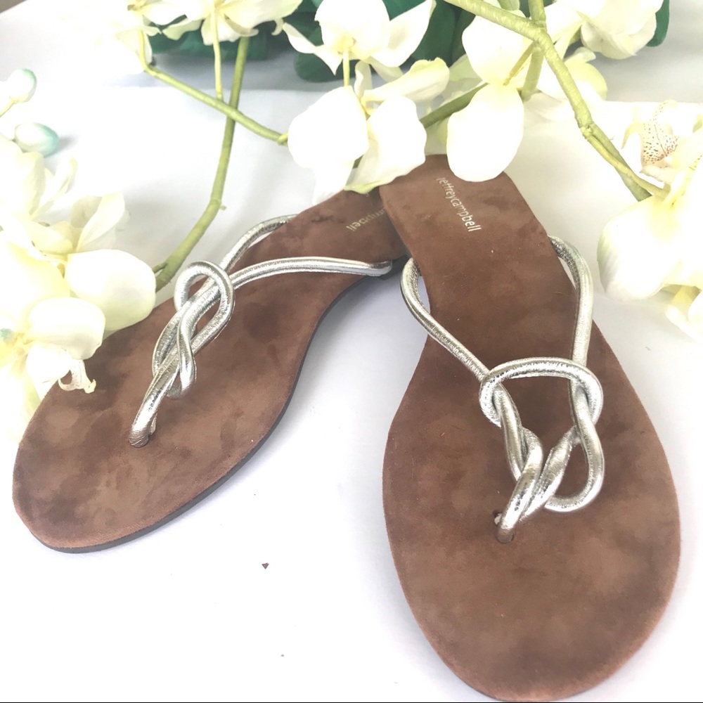 Jeffrey Campbell silver slide sandals sz 10